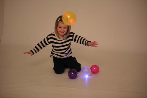 Set of 4 sensory flashing ball textured