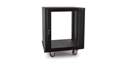 12U metal 19" rack cabinet with door, wheels